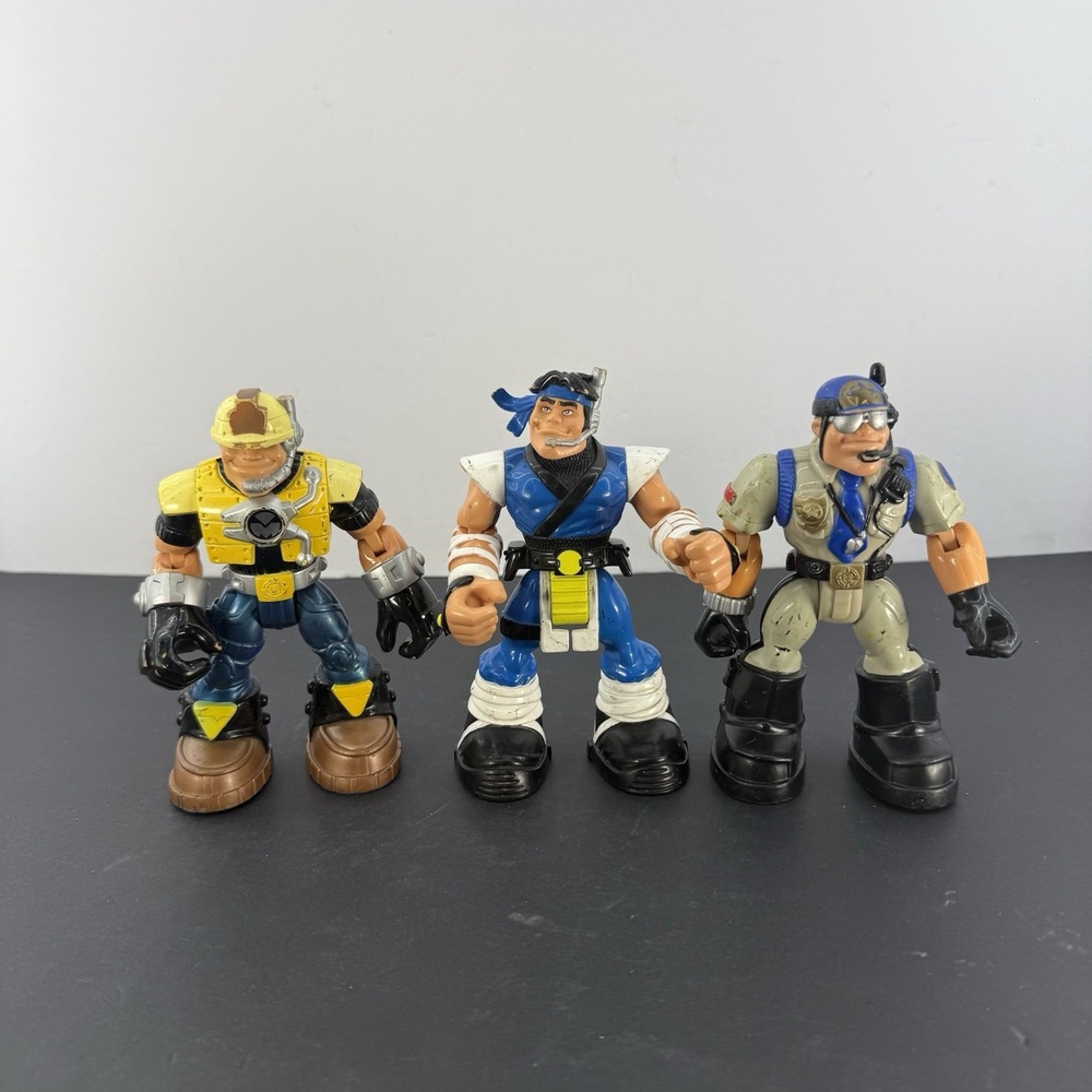 Vintage Mattel Fisher Price Rescue Heroes Lot of 3 Action Figures 2001-2010